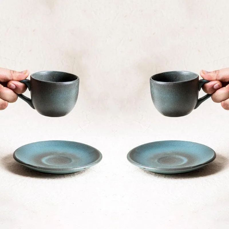 Indigo Terrain Cup & Saucers - Set Of Two media 1