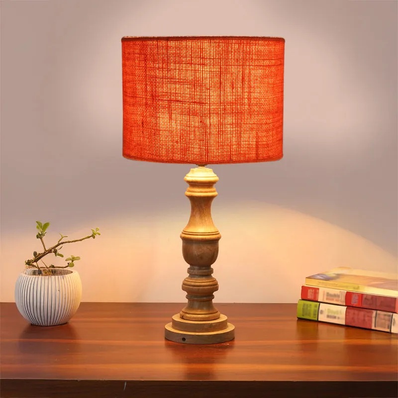 Sienna I Carve Wooden Table Lamp - Orange,Brown media 2
