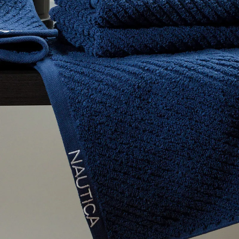 Nautica Riviera Soft Cotton Hand Towel (Navy Blue) - Set Of Four media 3