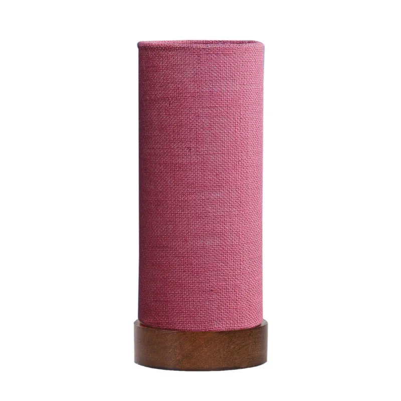 Jaala Tower Wooden Table Lamp With Jute Shade - Brown,Pink media 4