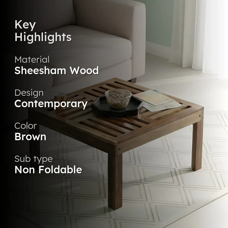 Nervon Sheesham Wooden Center Table - Light Brown media 2