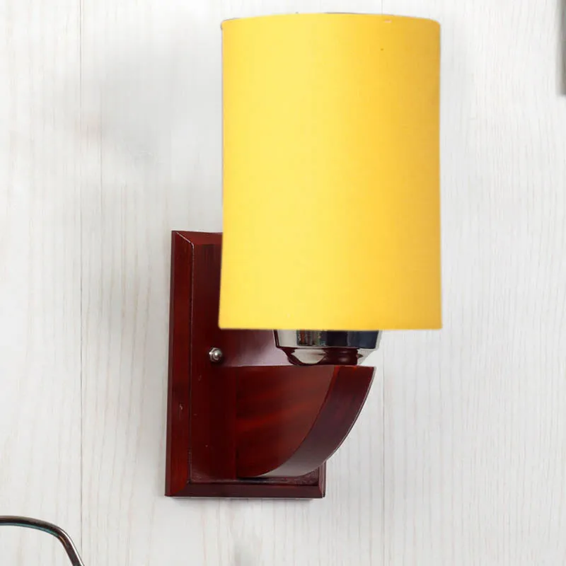 Tangerine Cylindrical Wooden Wall Lamp media 3
