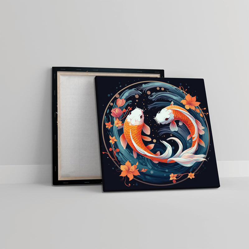 Koi Of Fortune Canvas Wall Painting - Set Of Two media 7