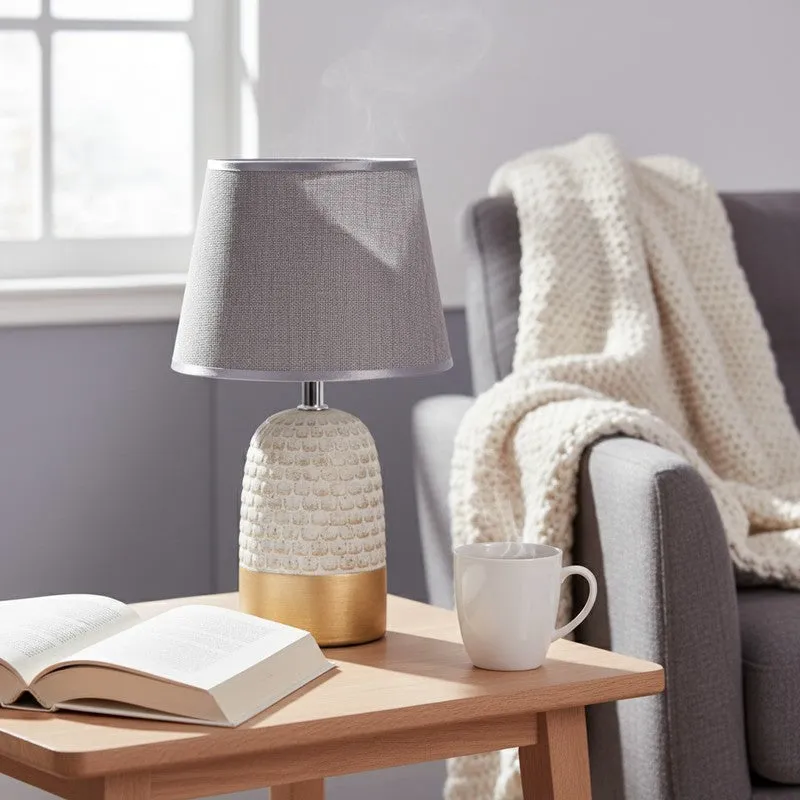 AarviDecor Hamilton Decorative Fabric Table Lamp - Grey media 4