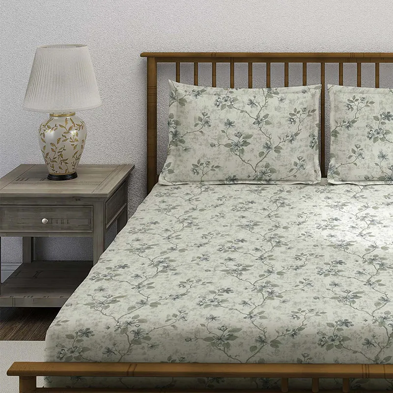 Swayam Hanami Floral Cotton Bedsheet (Blue) - 250 TC media 6