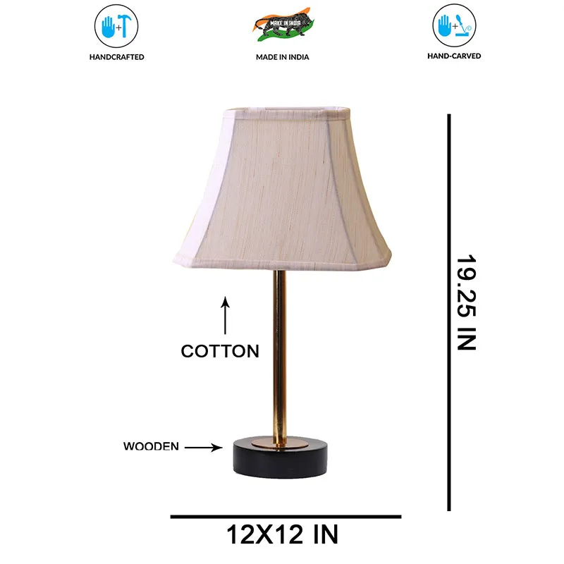 Ceylon Rodin Wooden Table Lamp - OffWhite,Gold,Black media 7