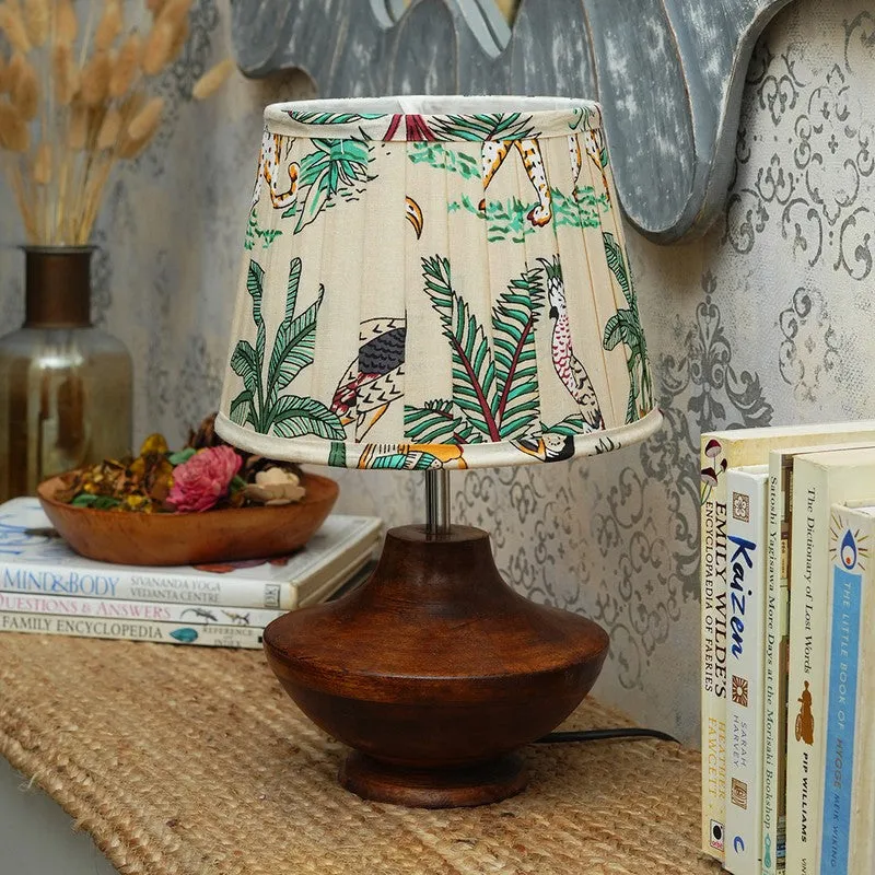 Leafora Wooden Base Cotton Table Lamp - Multicolor media 3