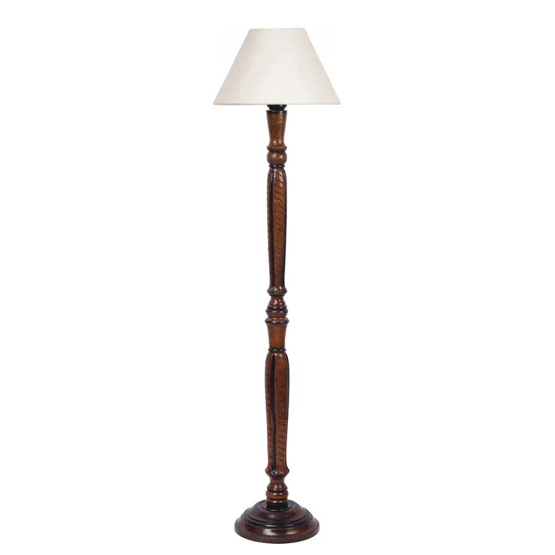 Hima Vintage Wooden Floor Lamp With Jute Shade - White media 5