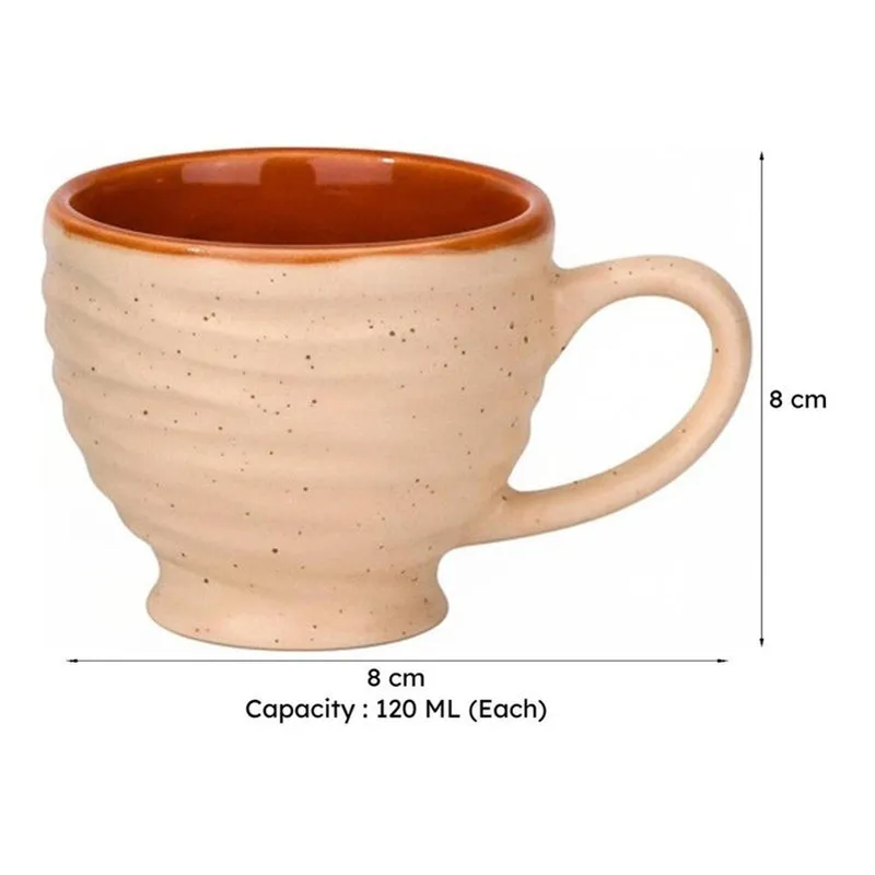 Mayla Ceramic Tea Cup (120 mL Each/White,Blue) - Set of Two media 7