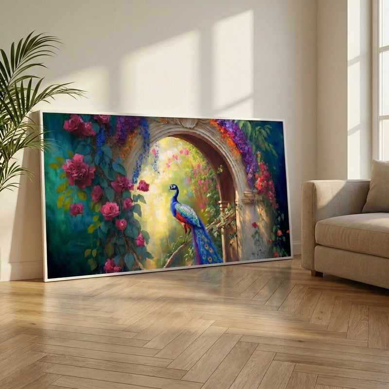 Peacock Majesty Canvas Wall Painting With Frame