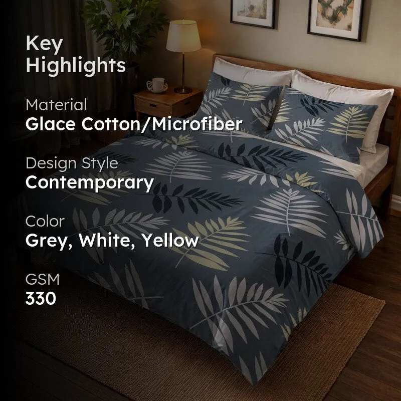 Classic Leafs Glaze Cotton Bedding Set (330 Gsm) - Four Piece Set media 2
