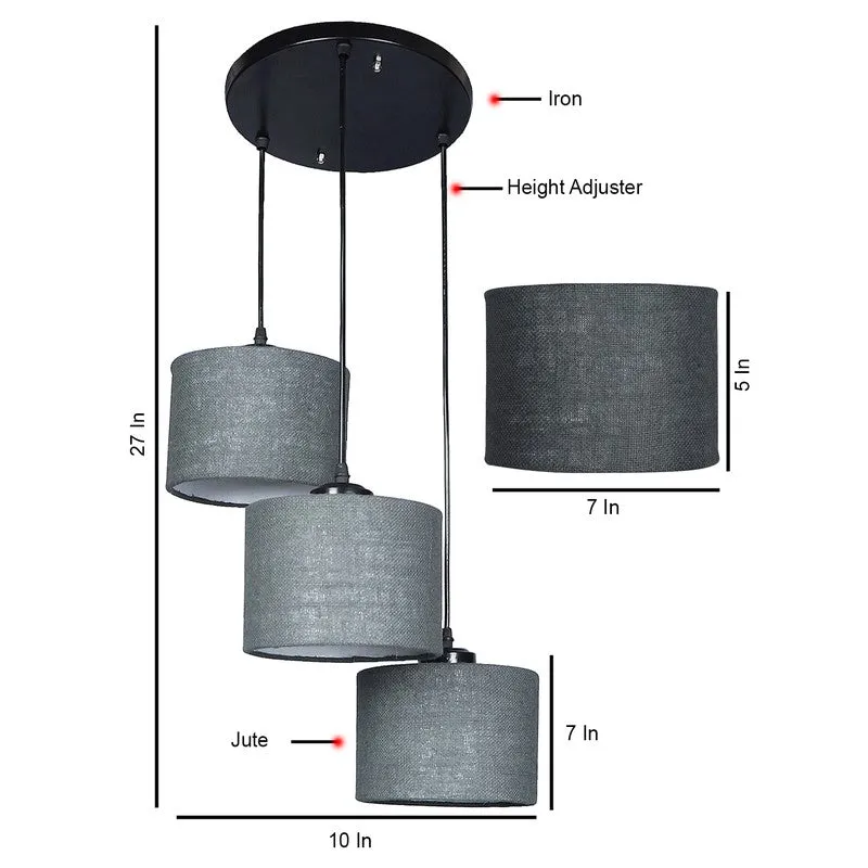 Sunset Glow Triple Metal Ceiling Lamp - Grey media 8