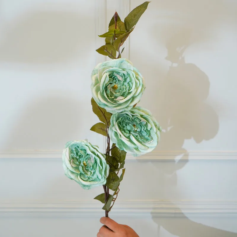 Faux Autumn Peony Flower Stick (Blue) - 35 CM media 3