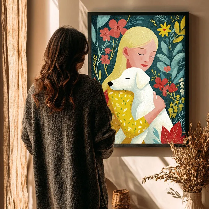 Petals & Paws Canvas Wall Painting - Black Frame media 4