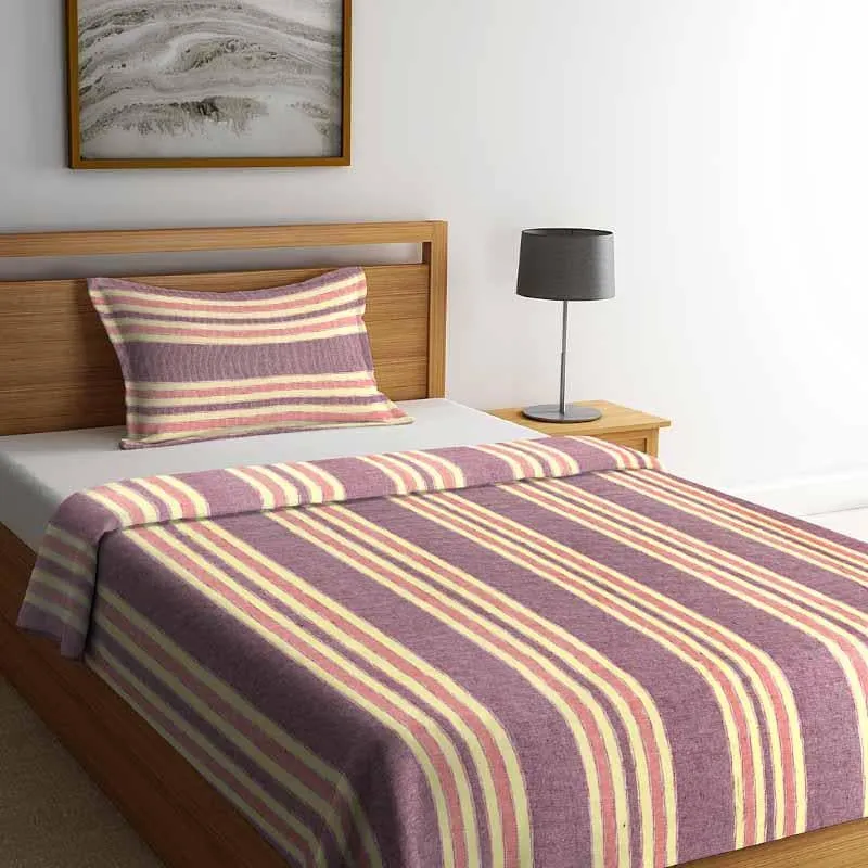 Parallel Stroke Bedcover - Purple/Yellow media 1