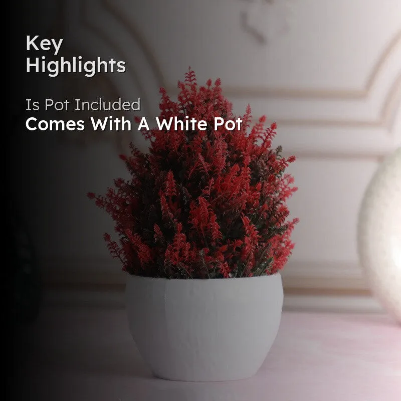 Artificial Red Thick Bush Plant with White Pot media 2