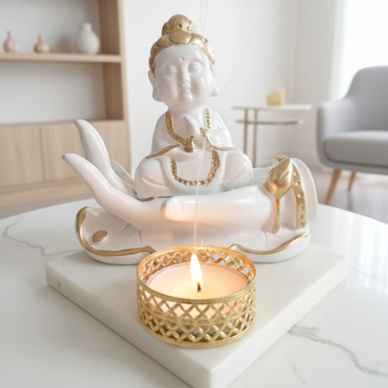 Buddha Hand Resin Square Tea Light Candle Holder media 3