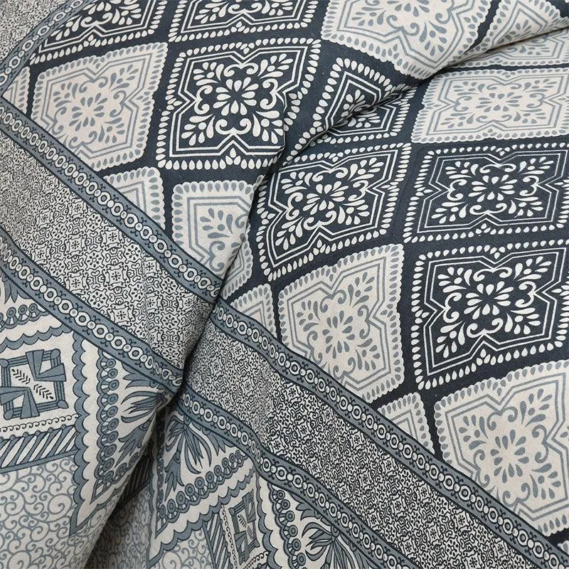 Shadh Geomatric Cotton Bedsheet (Grey) - 180 TC media 3