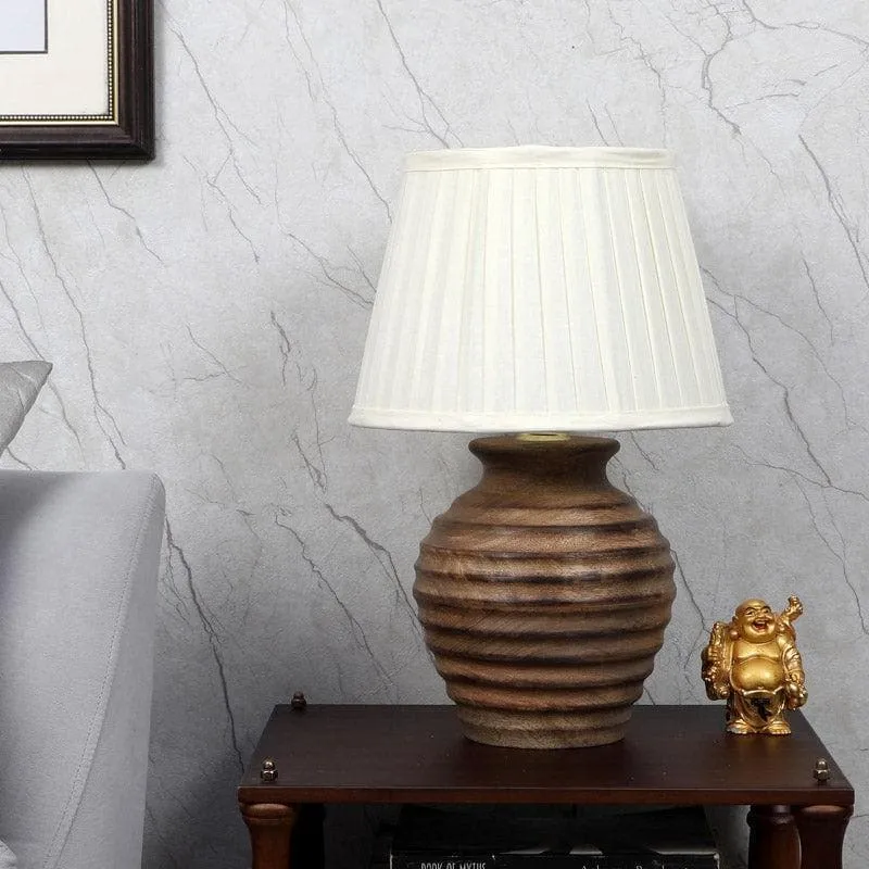 Vesara Pablo Fabric Table Lamp - White,Beige media 3