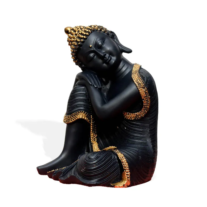 Zen Resting Buddha Showpiece - Black & Gold media 4
