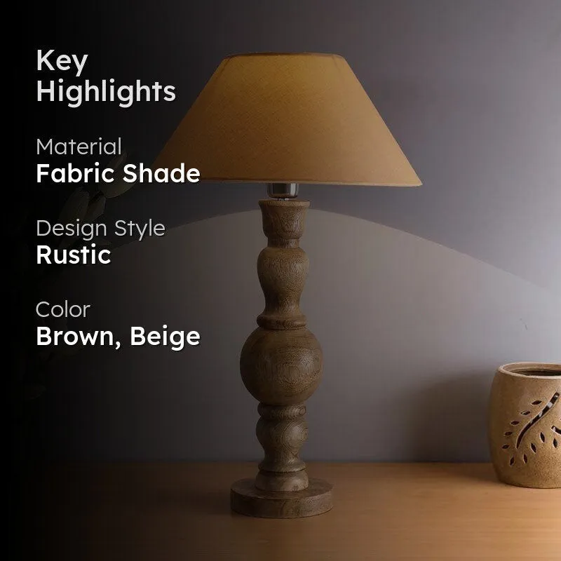 Espoir Wooden Fabric Table Lamp - Brown,Beige media 2