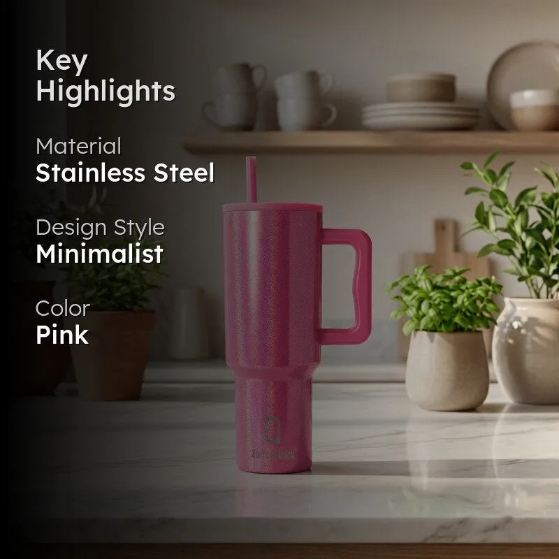 Iridescent Stainless Steel Tumbler (1200 ML) - Dark Pink media 2