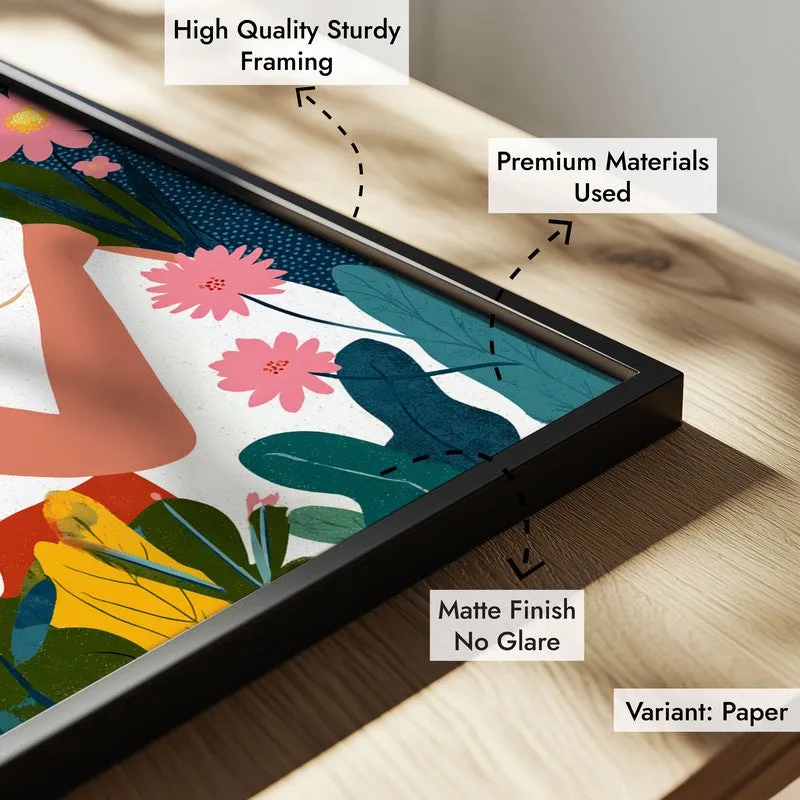 Verdant Hug Canvas Wall Painting - Black Frame media 6