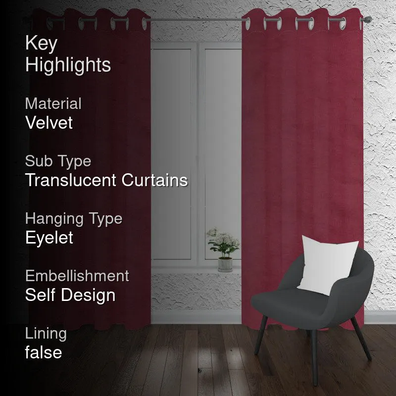 Cisco Solid Curtains (Maroon) - Set Of Two media 2
