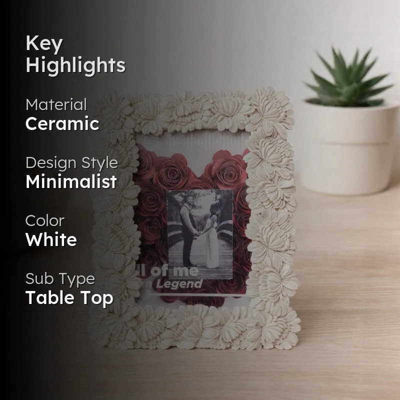 BloomAura Ceramic Photo Frame - White media 2