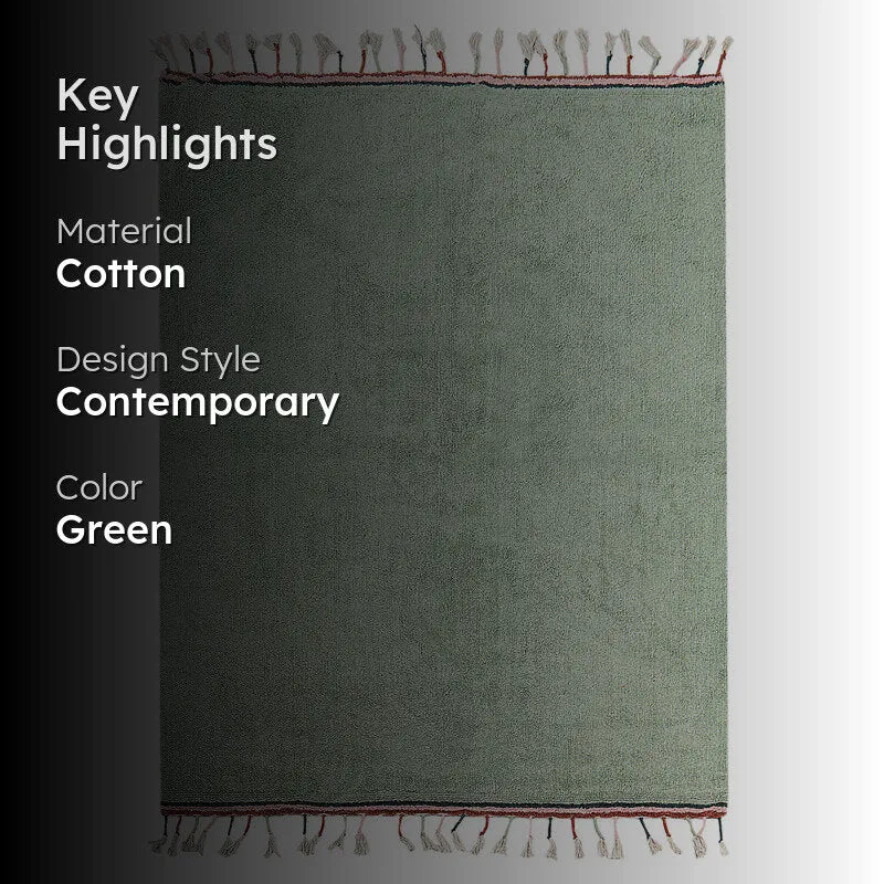 Serene Soft Tufted Cotton Area Rug - Sage Green media 2