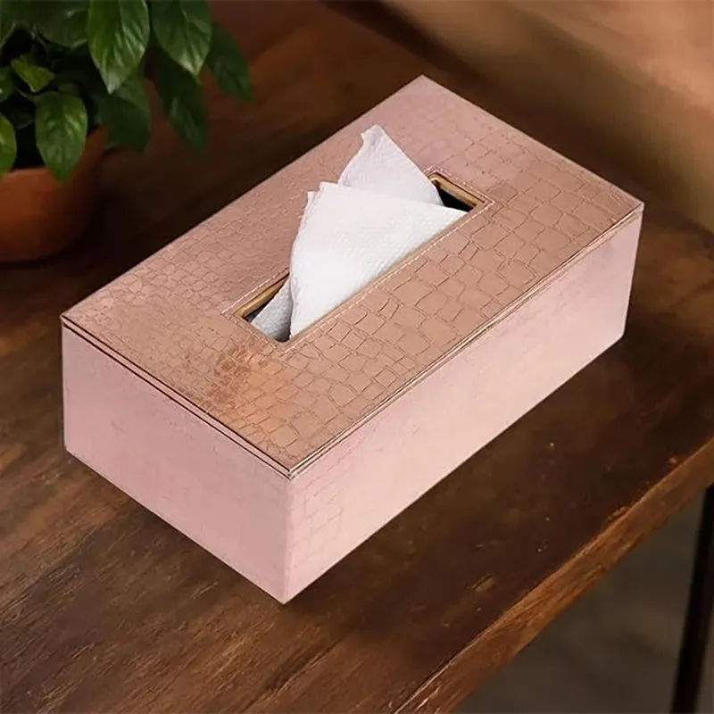 Elvan Faux Leather Tissue Holder - Peach media 6