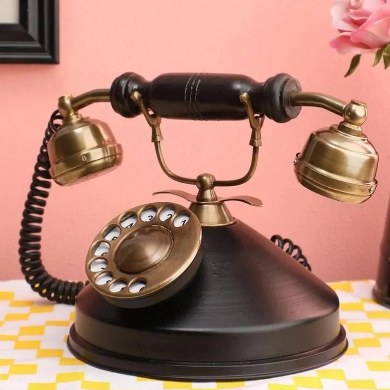Mido Antique Telephone Showpiece - Black & Gold media 1