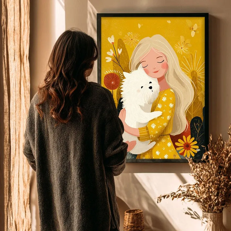 Golden Snuggle Canvas Wall Painting - Black Frame media 4