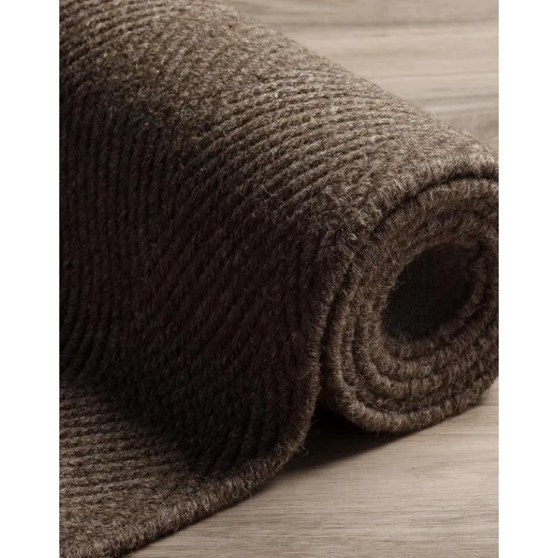 Handloom Hand Loomed Haven Wool Rug - Dark Brown media 4