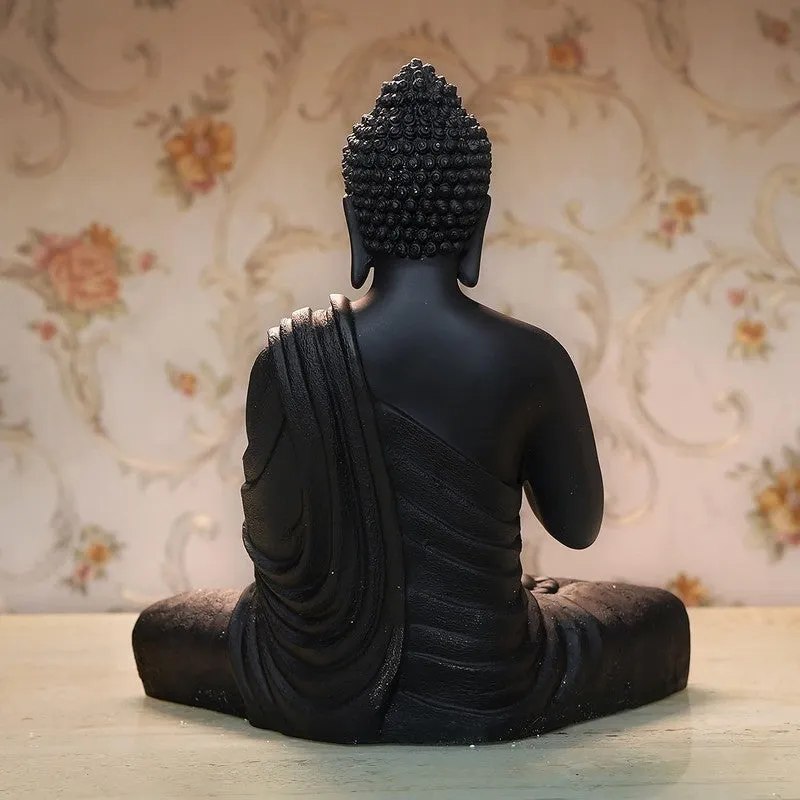ZenAura Meditating Buddha Marble Showpiece - Black - 6
