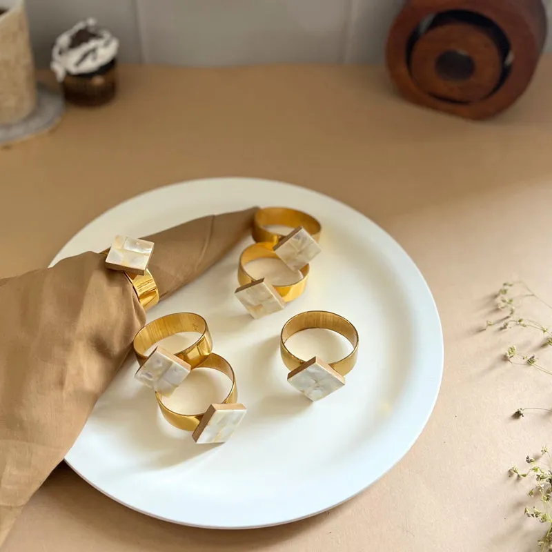 Asher Diamond Handcrafted Mother Of Pearl Napkin Rings - Set Of Six media 1