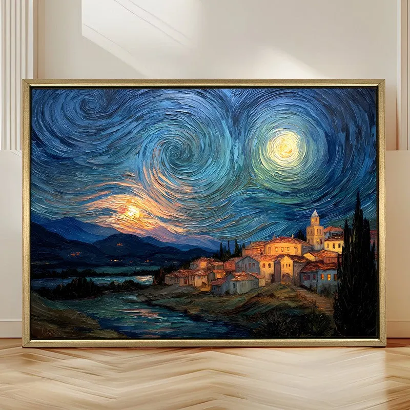 Nightscape Canvas Wall Painting With Frame media 4