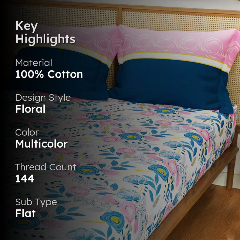 Urban Space Florette Cotton Bedsheet - 144 TC media 2
