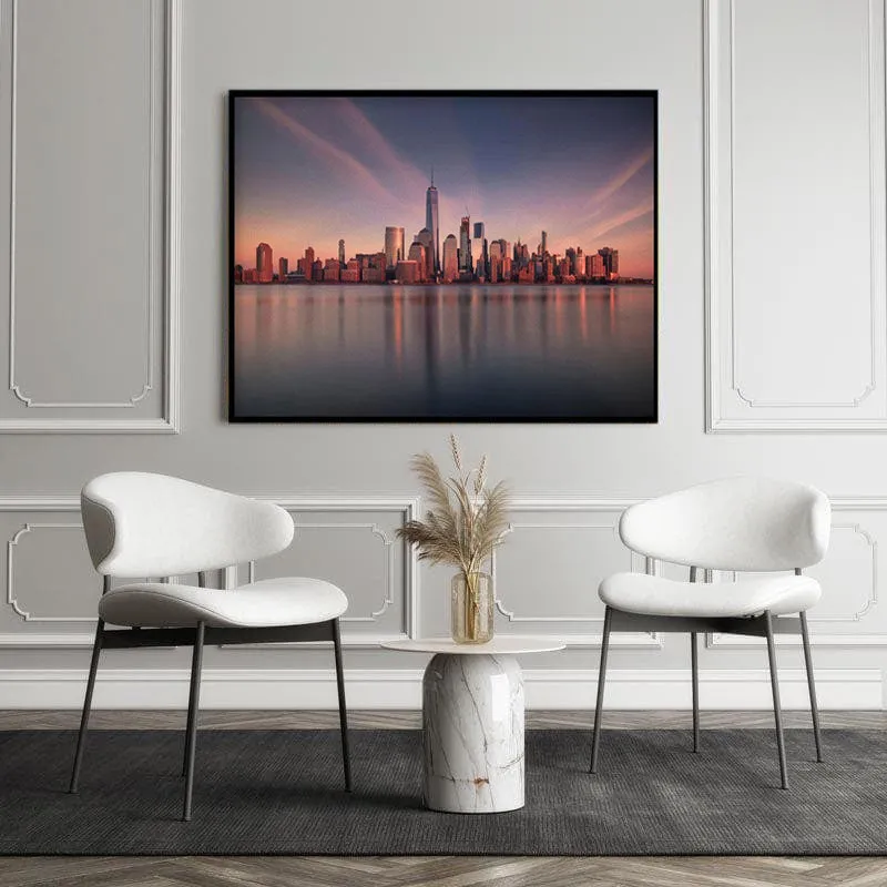 Manhattan at Dusk Canvas Wall Painting - Black Frame media 4