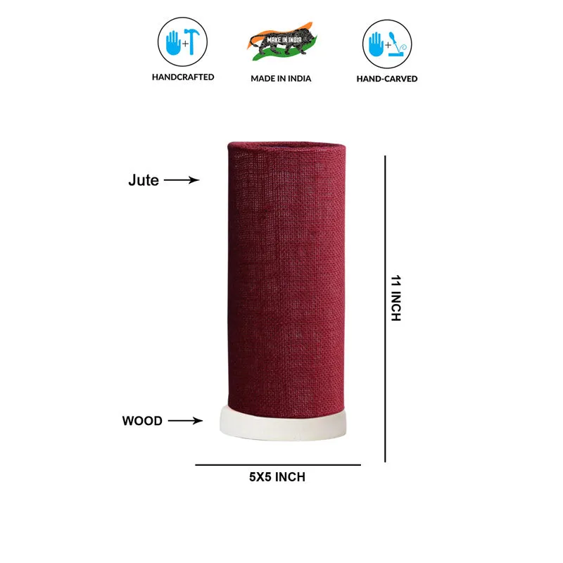 Esto Tower Wooden Table Lamp With Jute Shade - Maroon,White media 7