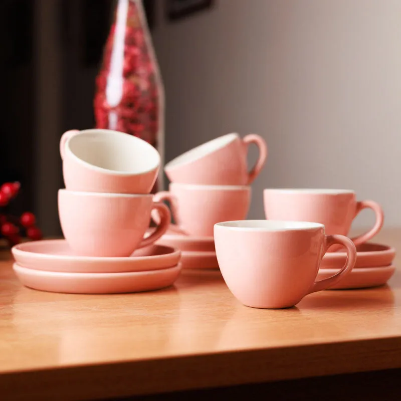 Blush & Brew Cup & Saucer (Pink/100 mL) - Twelve Piece Set media 3
