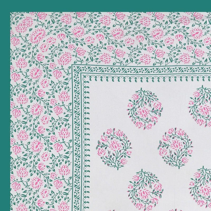 Blossoma Cotton Bedsheet (White,Green) - 240 TC media 5
