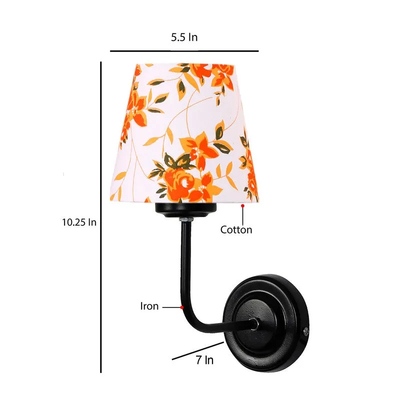 The Ebony Arc Cone Cotton Wall Lamp - White,Orange - 10