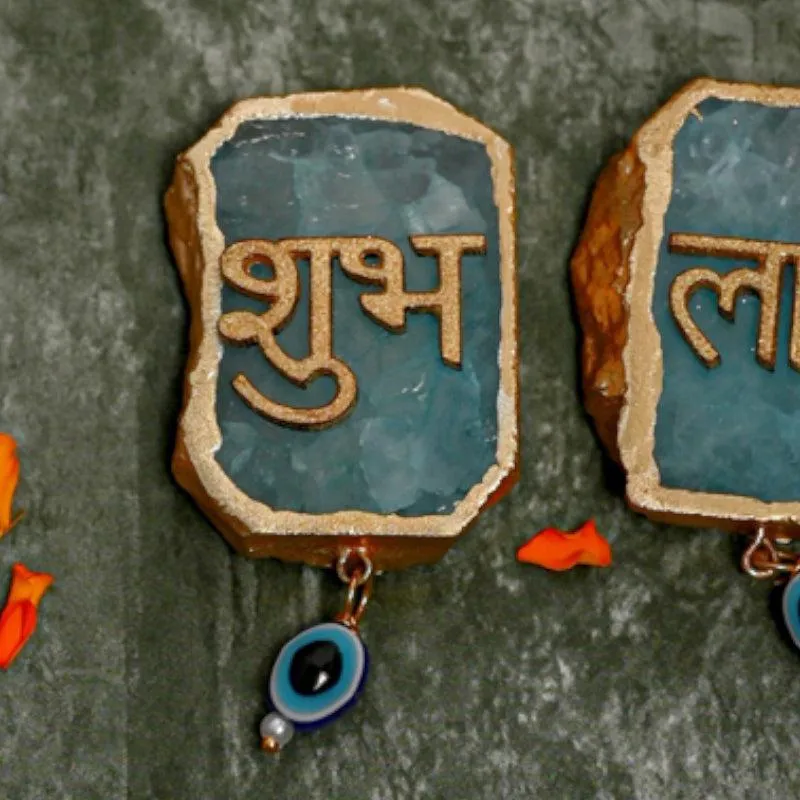 Shub Labh Agate Wall Accents (Turquoise) - Set Of Two media 3