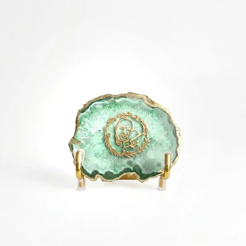 Sacred Guruji Handcrafted Agate Religious Accent - Green media 4