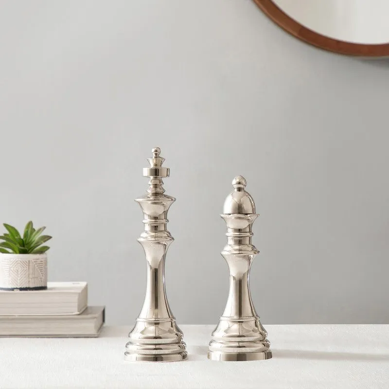 Chess Aluminum Showpiece (Silver) (Small) - Set Of Two media 1