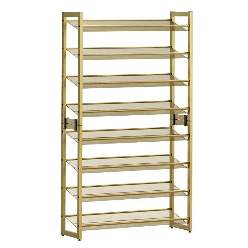 Durable Metal Shoe Rack - Gold media 3