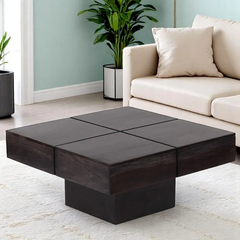 Tervon Sheesham Wooden Center Table - Taupe media 1