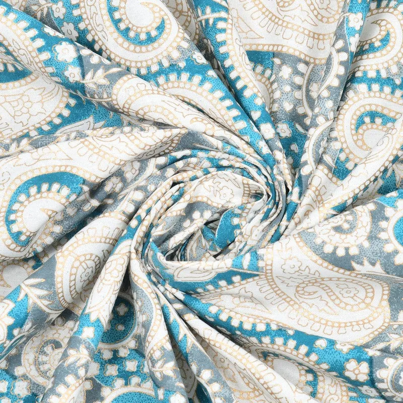Mango Muse Cotton Bedsheet (White,Blue) - 180 GSM media 8