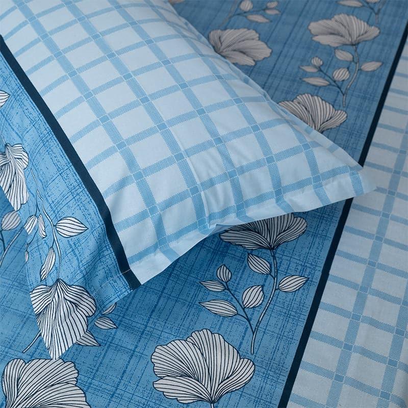 Manora Floral Cotton Bedsheet (Blue) - 144 TC media 4